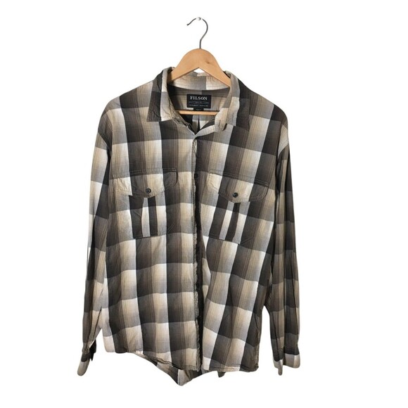 Filson Shirt Men's Size Large Gray Plaid 100% Cotton Button Up - Picture 1 of 5